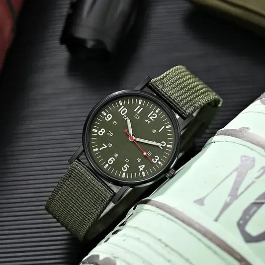 Luminous Men Sport Shock Resistant Wristwatches Military Watch Simple Nylon Band