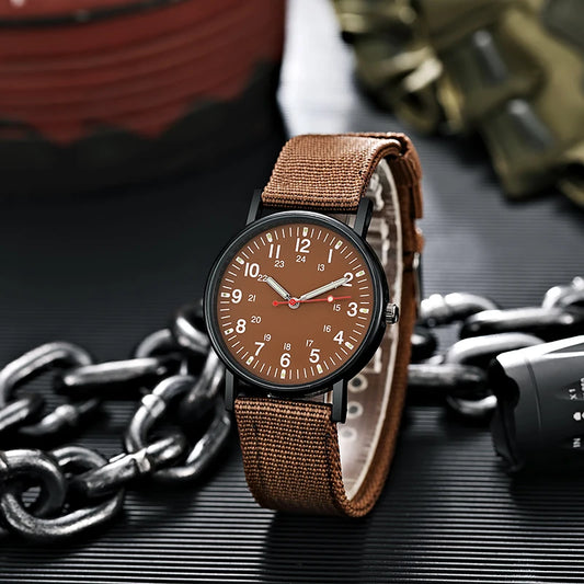 Luminous Men Military Watch Simple Nylon Band Male Army Wrist Watch